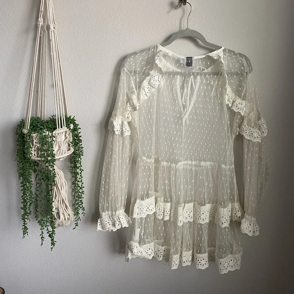 NWOT - PRINCESS POLLY - WHITE MESH COVER UP - Picture 7 of 9